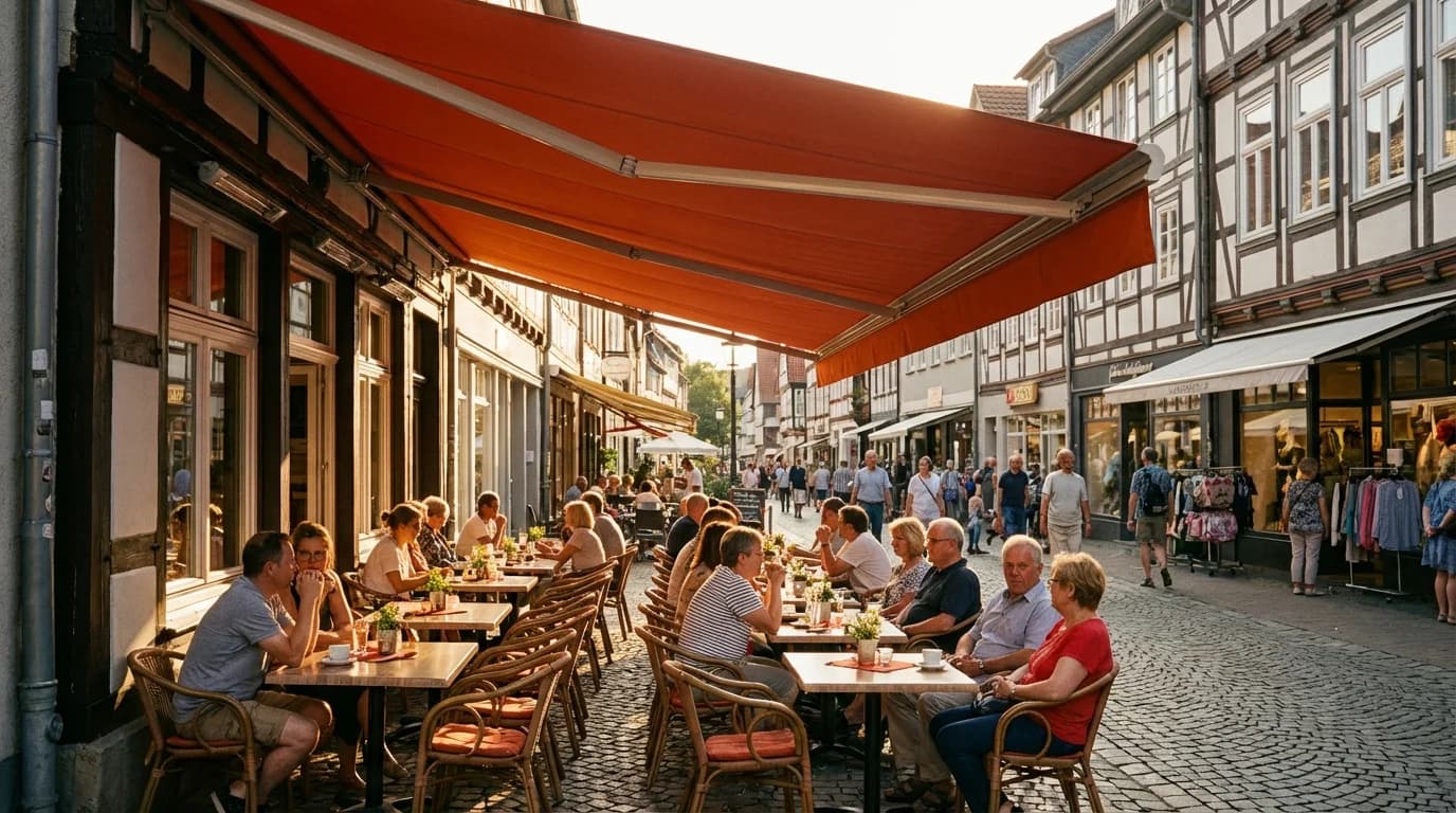 Markise mit frischem Stoff — wie neu