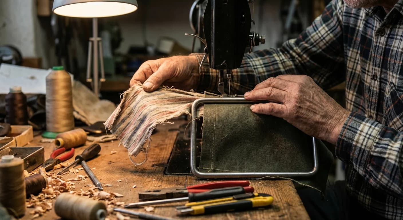 Handwerker bei der Markisenreparatur